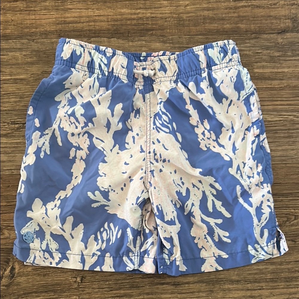 Lily Pulitzer Blue and Coral Swim Trunks